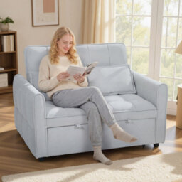Homcom 2 Seater Sofa Bed, 3-In-1 Sleeper Sofa With Adjustable Backrest