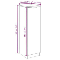 Berkfield Shoe Cabinet Grey Sonoma 30X35X100 Cm Engineered Wood - thumbnail 9