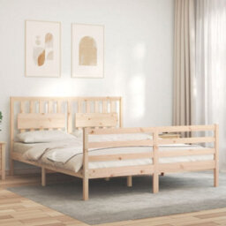 Berkfield Bed Frame With Headboard King Size Solid Wood - thumbnail 3