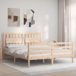 Berkfield Bed Frame With Headboard King Size Solid Wood - thumbnail 1