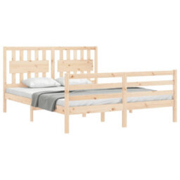 Berkfield Bed Frame With Headboard King Size Solid Wood - thumbnail 4