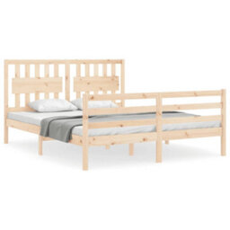 Berkfield Bed Frame With Headboard King Size Solid Wood - thumbnail 2