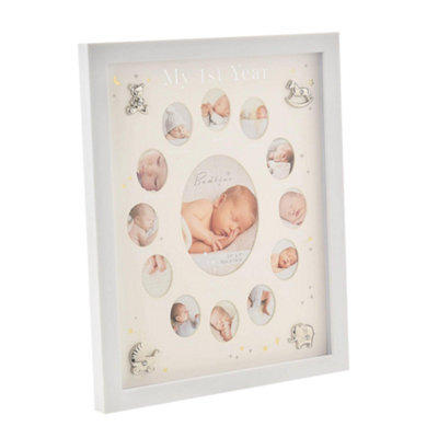 Bambino Baby My 1St Year Collage Photo Frame With Silver Icons - image 1