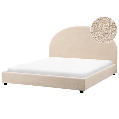 Beliani Bed Boucle Vaucluse 160 X 200 Cm (Eu King Size) Beige - image 1