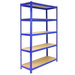 MonsterShop T- Rax Garage Shelving Unit Extra Wide - 5 Tier Heavy Duty Rack For Storage Steel Utility Shelves, 280Kg Per Shelf, Blue - thumbnail 1