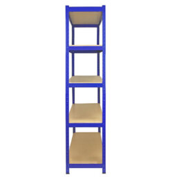 MonsterShop T- Rax Garage Shelving Unit Extra Wide - 5 Tier Heavy Duty Rack For Storage Steel Utility Shelves, 280Kg Per Shelf, Blue - thumbnail 3