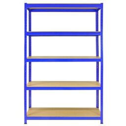 MonsterShop T- Rax Garage Shelving Unit Extra Wide - 5 Tier Heavy Duty Rack For Storage Steel Utility Shelves, 280Kg Per Shelf, Blue - thumbnail 2