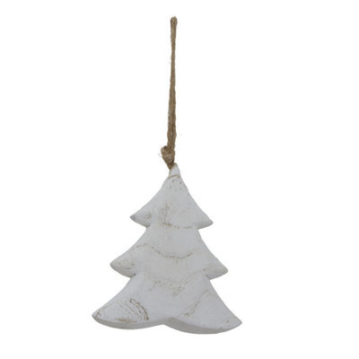 Hill Interiors White Washed Christmas Tree Hanging Decoration White (One Size) - image 1