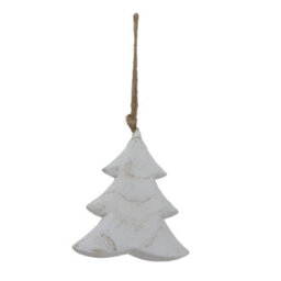 Hill Interiors White Washed Christmas Tree Hanging Decoration White (One Size) - thumbnail 1