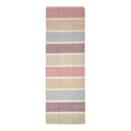 Homescapes Cotton Chenille Striped Rug Blue Beige Purple Grey Natural, 66 X 200 Cm - thumbnail 2