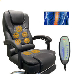 Alivio Office Massage Chair 360 Degree Swivel Recliner Chair, Footrest Adjustable Lumbar 8-Point Vibrating Massage Chair - Black - thumbnail 9