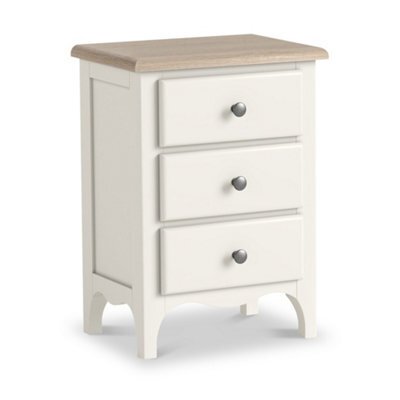 Roseland Furniture Celine Coconut White Oak Top 3 Drawer Bedside Table - image 1