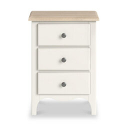 Roseland Furniture Celine Coconut White Oak Top 3 Drawer Bedside Table - thumbnail 3