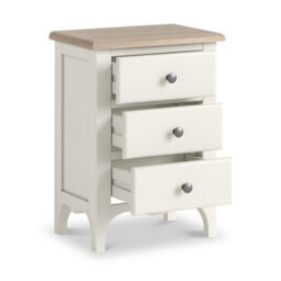 Roseland Furniture Celine Coconut White Oak Top 3 Drawer Bedside Table - thumbnail 4