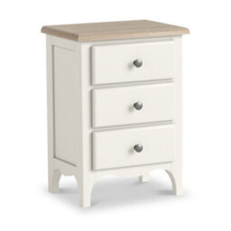 Roseland Furniture Celine Coconut White Oak Top 3 Drawer Bedside Table