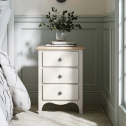 Roseland Furniture Celine Coconut White Oak Top 3 Drawer Bedside Table - thumbnail 2