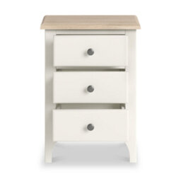 Roseland Furniture Celine Coconut White Oak Top 3 Drawer Bedside Table - thumbnail 5