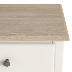 Roseland Furniture Celine Coconut White Oak Top 3 Drawer Bedside Table - thumbnail 6