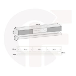 Tv Unit Bloom 180Cm - White With Gloss Doors - thumbnail 8