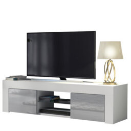 Tv Unit Loom 130Cm - White & Grey Gloss Doors - thumbnail 9