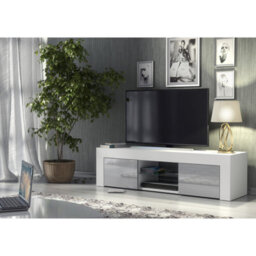 Tv Unit Loom 130Cm - White & Grey Gloss Doors - thumbnail 2