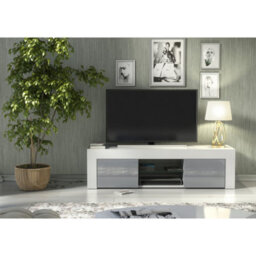 Tv Unit Loom 130Cm - White & Grey Gloss Doors - thumbnail 6
