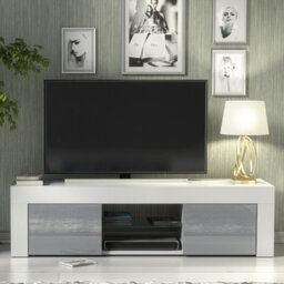 Tv Unit Loom 130Cm - White & Grey Gloss Doors - thumbnail 5