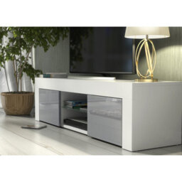 Tv Unit Loom 130Cm - White & Grey Gloss Doors - thumbnail 4
