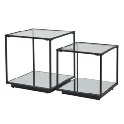 Wyld Haus Sant Antonio Set Of 2 Nesting Side Tables With Glass Tops And Black Metal Frames - thumbnail 3