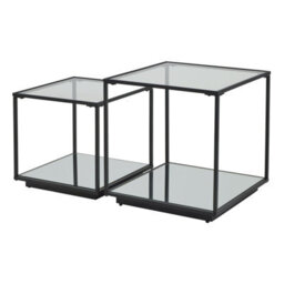 Wyld Haus Sant Antonio Set Of 2 Nesting Side Tables With Glass Tops And Black Metal Frames - thumbnail 4