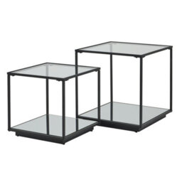 Wyld Haus Sant Antonio Set Of 2 Nesting Side Tables With Glass Tops And Black Metal Frames - thumbnail 2