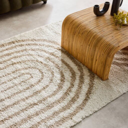 Sweeek - Indoor Shaggy Rug Chris, Geometric Rainbow Pattern, Beige, Long Pile, 80 X 140 Cm - thumbnail 4