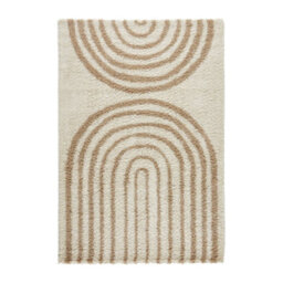 Sweeek - Indoor Shaggy Rug Chris, Geometric Rainbow Pattern, Beige, Long Pile, 80 X 140 Cm - thumbnail 2