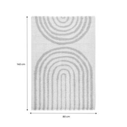 Sweeek - Indoor Shaggy Rug Chris, Geometric Rainbow Pattern, Beige, Long Pile, 80 X 140 Cm - thumbnail 6