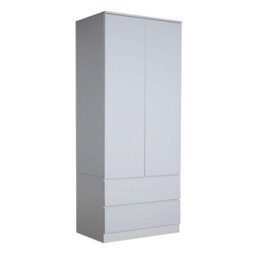 Home Source Lugano Grey 2 Door 2 Drawer Wardrobe High Gloss Door & Drawer Fronts - thumbnail 7