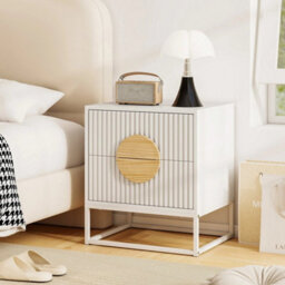 White Bedroom Modern Mid Century Side Table - thumbnail 3