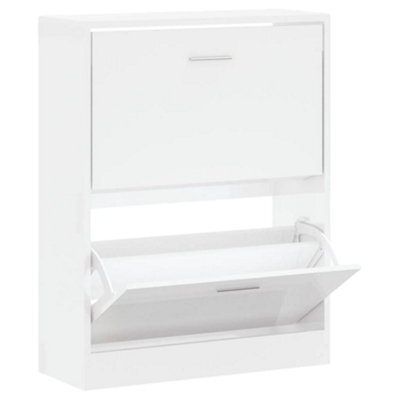 Berkfield Modern Shoe Cabinet High Gloss White 63X24X81 Cm Engineered Wood - image 1