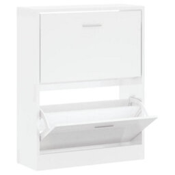 Berkfield Modern Shoe Cabinet High Gloss White 63X24X81 Cm Engineered Wood