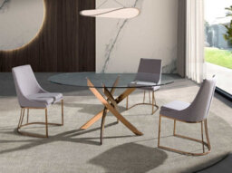 Angel Cerda Round Dining Table Tempered Glass And Pink Steel - thumbnail 3