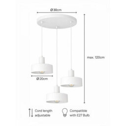 Luminosa Lighting Luminosa Velyo Cluster Pendant Ceiling Light White 3X E27 - thumbnail 5