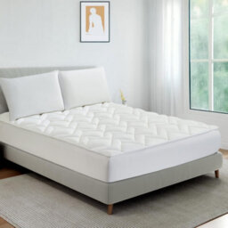 Belofay Fitted King Mattress Topper With Dual Filling Of  Memory Foam Topper, 100% Cotton Top & 4000Gsm Polyester