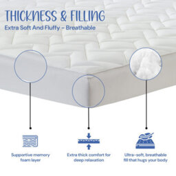 Belofay Fitted King Mattress Topper With Dual Filling Of  Memory Foam Topper, 100% Cotton Top & 4000Gsm Polyester - thumbnail 2