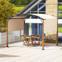 Costway 300 X 360Cm Arched Patio Pergola W/ Retractable Canopy Outdoor Metal Gazebo - thumbnail 4