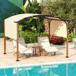 Costway 300 X 360Cm Arched Patio Pergola W/ Retractable Canopy Outdoor Metal Gazebo - thumbnail 5
