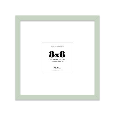 "8X8"" Mint Green Picture Frame - 8X8"" Square Frame With 5X5"" Mount For 8X8""/5X5"" Pictures Moderrn Style Thin Edge, 1 Pack" - image 1