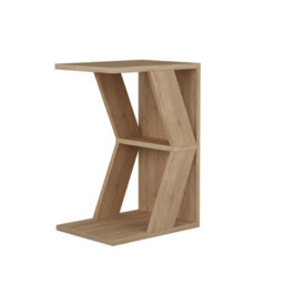 Decortie Naze Modern C-Shape Side End Coffee Table 30Cm Sofa Lap Oak Living Room H 57Cm - thumbnail 2