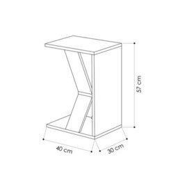 Decortie Naze Modern C-Shape Side End Coffee Table 30Cm Sofa Lap Oak Living Room H 57Cm - thumbnail 3