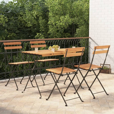 Berkfield 5 Piece Folding Bistro Set Solid Wood Acacia And Steel - image 1