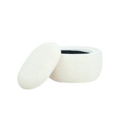 Nordlys White Bouclé Pouf With Storage Vintage Style Living Room - thumbnail 4