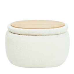 Nordlys White Bouclé Pouf With Storage Vintage Style Living Room - thumbnail 1